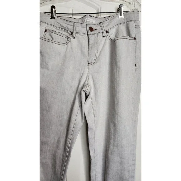 Eileen Fisher Off-White Denim Jeans Brown Stitching Size 8 EXCELLENT CONDITION - Picture 3 of 6